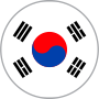 Bandiera della Corea del Sud su sfondo bianco, con il simbolo del Taeguk al centro e i trigrammi neri.